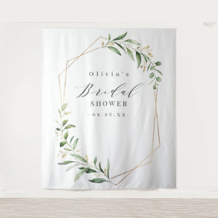 Greenery Geometric Bridal Shower Photo Backdrop Tapestry