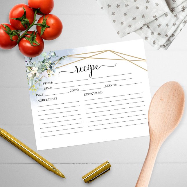 Greenery Geometric Bridal Shower Recipe Cards (Creator Uploaded)
