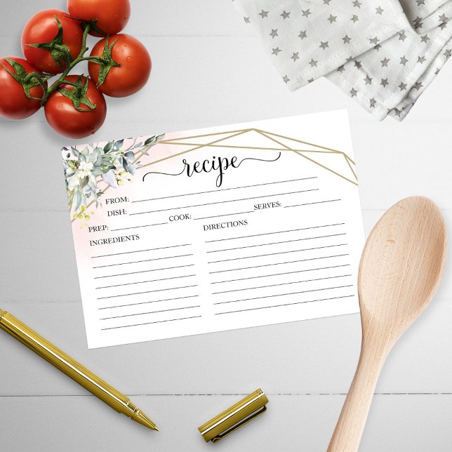 Greenery Geometric Bridal Shower Recipe Cards (Creator Uploaded)