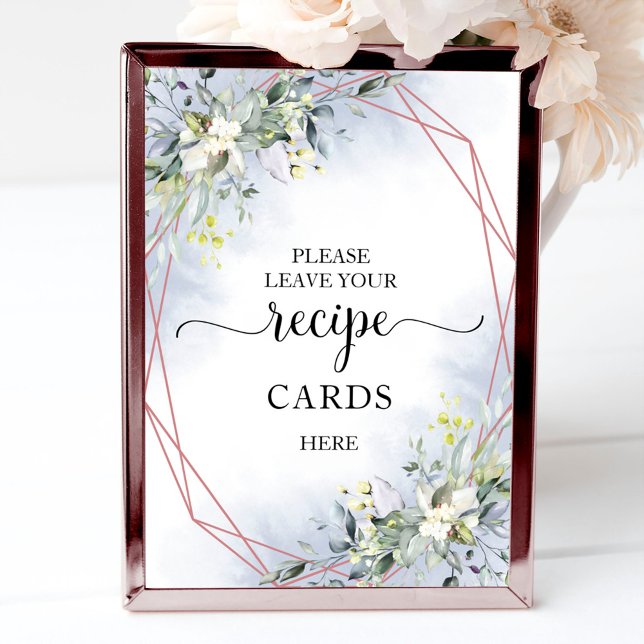 Greenery Geometric Bridal Shower Recipe Cards Sign (Creator Uploaded)