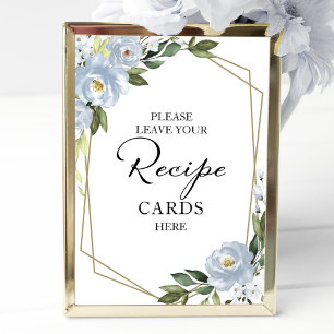 Greenery Geometric Bridal Shower Recipe Cards Sign
