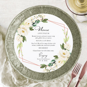 Greenery Geometric Bridal Shower Round Menu Invita Invitation