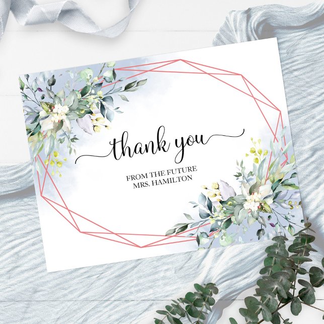 Greenery Geometric Bridal Shower Thank You Postcar Postcard (Creator Uploaded)