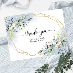 Greenery Geometric Bridal Shower Thank You Postcard