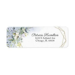 Greenery Geometric Dusty Blue Return Address