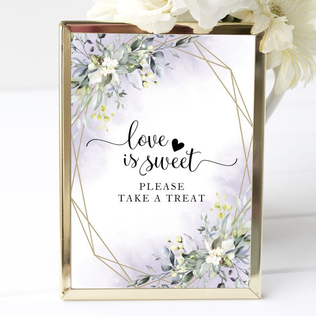 Greenery Geometric Eucalyptus Love Is Sweet Sign (Creator Uploaded)