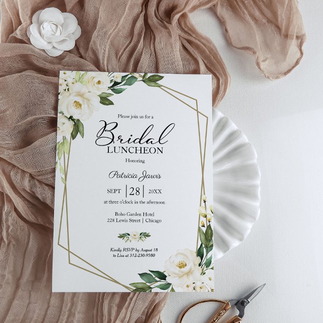Greenery Geometric Floral Bridal Luncheon Invitation (Creator Uploaded)