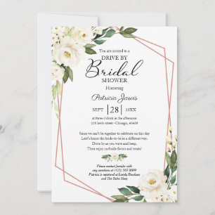 Greenery Geometric Floral Drive By Bridal Shower I Invitation