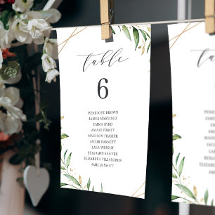 Greenery Geometric table number seating chart
