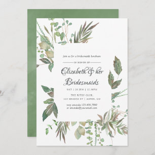 Greenery Geometric Wedding Bridesmaids Luncheon Invitation
