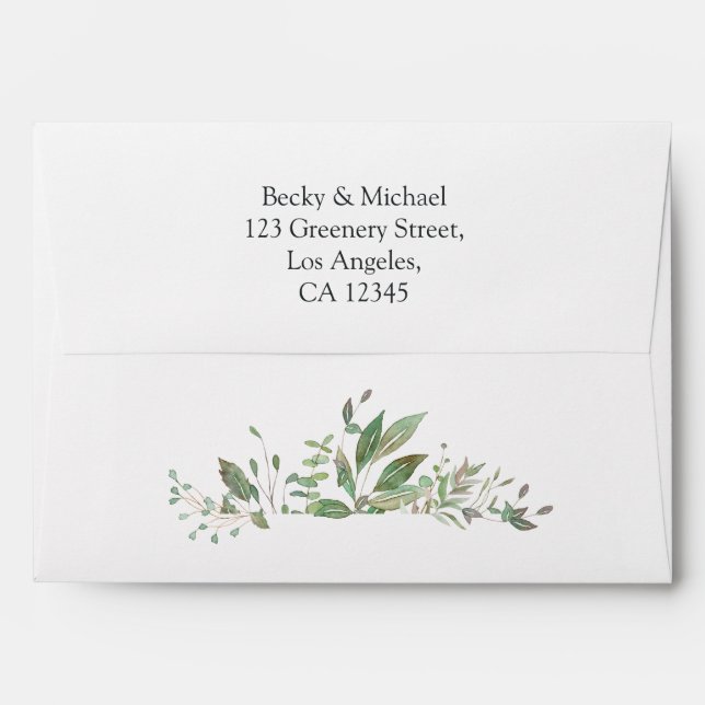 Greenery Geometric Wedding Envelope (Back (Top Flap))