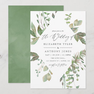 Greenery Geometric Wedding Invitation