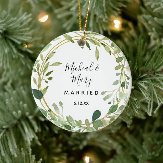 Greenery Geometric Wedding Ornament Gift (Tree)