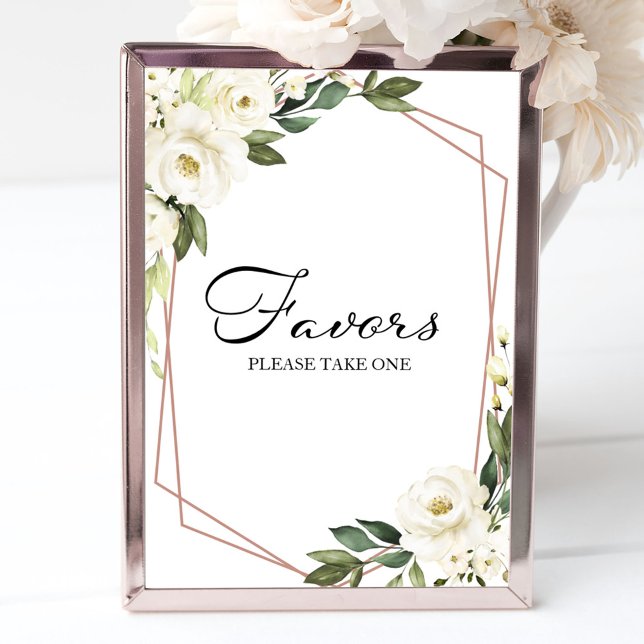 Greenery Geometric White Floral Favours Sign (Creator Uploaded)