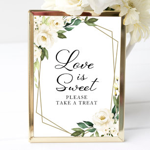 Greenery Geometric White Floral Love Is Sweet Sign