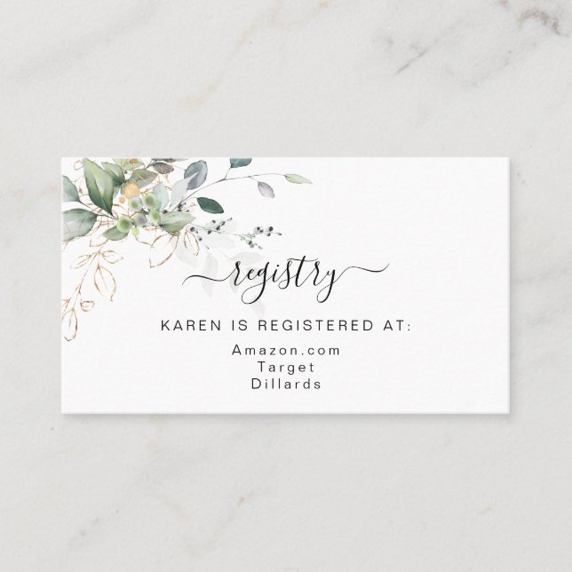Greenery Gift Registry Enclosure Card (Front)