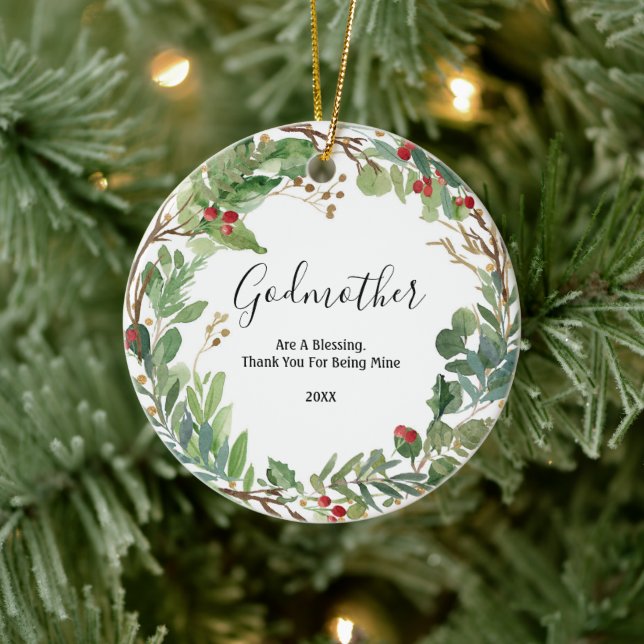 Greenery Godmothers Christmas Ceramic Ornament (Tree)