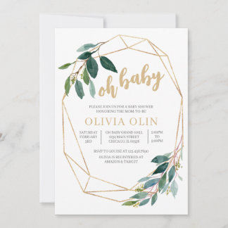 Greenery Gold Baby Shower Invitation