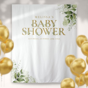 Greenery Gold Baby Shower Photo Backdrop Tapestry