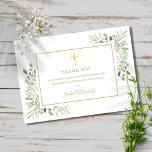 Greenery Gold Baptism Christening Photo Thank You Card<br><div class="desc">Gold signature baptism christening photo thank you card. Personalise with your photo and special baptism,  christening thank you message in chic gold lettering on this modern elegant design. Designed by Thisisnotme©</div>
