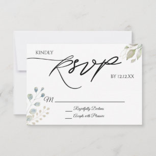 Greenery Gold Botanical Leaves RSVP Card