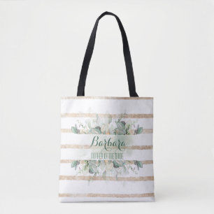 Greenery Gold Botanical Mother of the Bride Tote  Bag