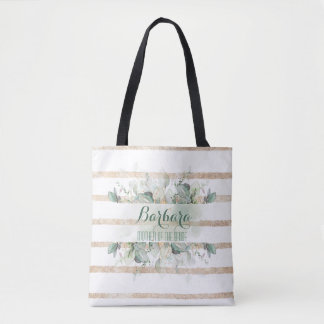 Greenery Gold Botanical Mother of the Bride Tote  Bag