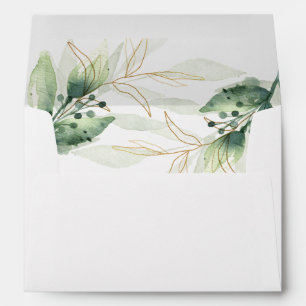Greenery gold elegant leaves envelopes 5x7 card