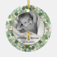 Greenery Gold Eucalyptus Baby Baptism Photo