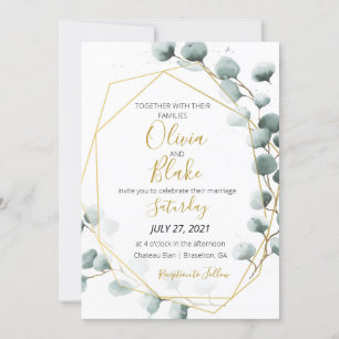 Greenery & Gold Eucalyptus Wedding Invitation
