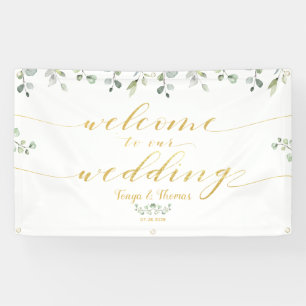 Greenery & Gold Fancy Font Calligraphy Welcome Banner