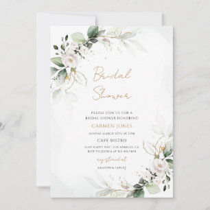 Greenery Gold Floral Bridal Shower Invitation