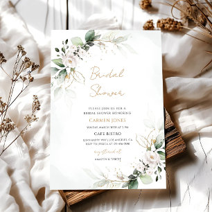 Greenery Gold Floral Bridal Shower Invitation