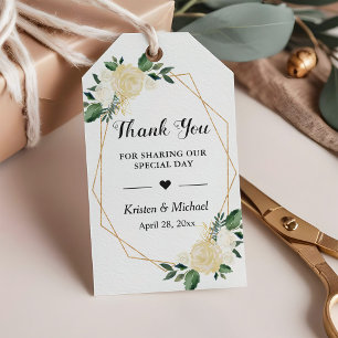 Greenery Gold Frame Floral Wedding Favour Thank Yo Gift Tags