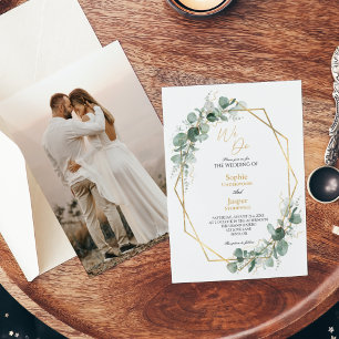 Greenery Gold Frame Simple We Do Photo Wedding Invitation