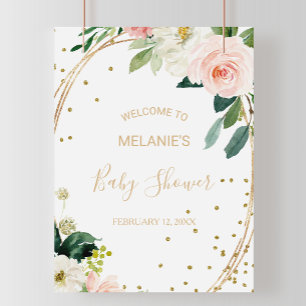 Greenery & Gold Geometric Baby Shower Welcome Poster