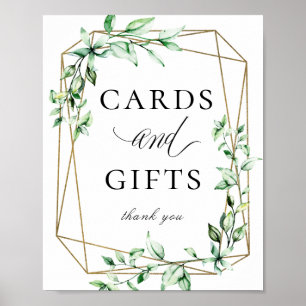 Greenery Gold Geometric Cards Gifts Sign