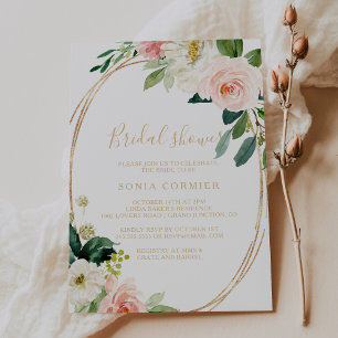 Greenery & Gold Geometric Elegant Bridal Shower Invitation
