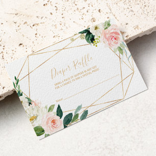 Greenery & Gold Geometric Elegant Diaper Raffle Enclosure Card