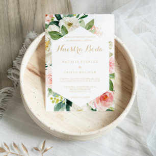 Greenery & Gold Geometric Elegant Spanish Wedding Invitation