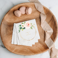Greenery & Gold Geometric Elegant Wedding Napkin