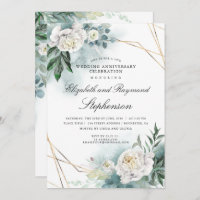 Greenery Gold Geometric Floral Wedding Anniversary