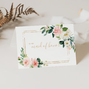 Greenery & Gold Geometric Maid of Honor Thank You