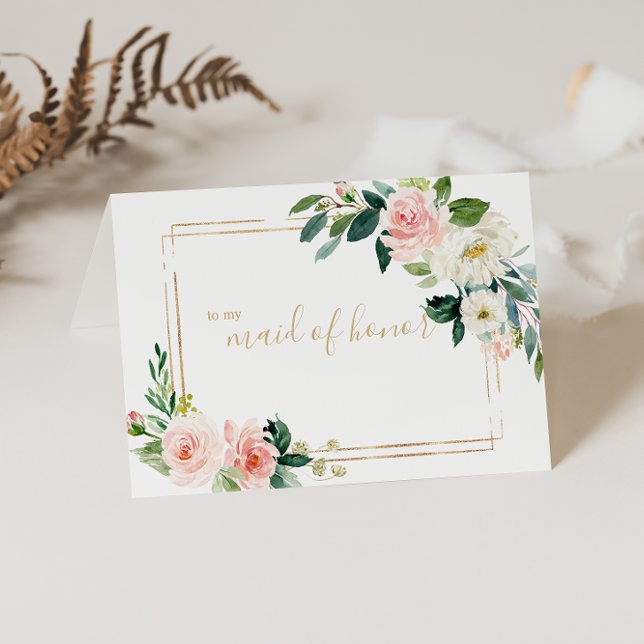 Greenery & Gold Geometric Maid of Honour Thank You (Creator Uploaded)