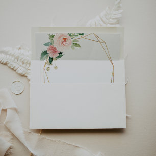 Greenery Gold Geometric Wedding Invitation Envelope