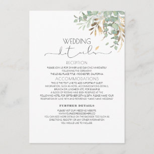 Greenery Gold Glitters Wedding Information Guest Enclosure Card