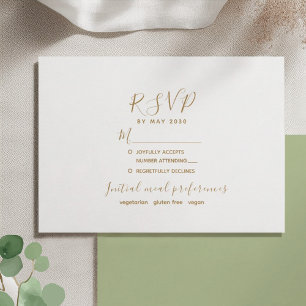 Greenery Gold Heart Wedding RSVP Card