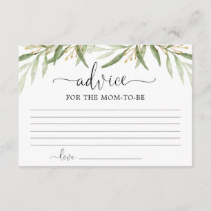 Greenery gold leaves Advice for mum parents Enclosure Card