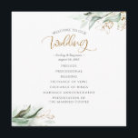 Greenery Gold Leaves Elegant Wedding Program Programme<br><div class="desc">Greenery flat wedding programs</div>