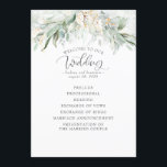 Greenery Gold Leaves Elegant Wedding Program Programme<br><div class="desc">Greenery flat wedding programs</div>